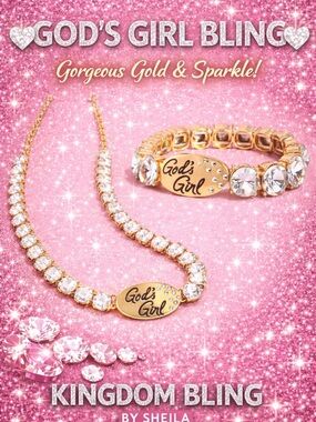 GOD’S GIRL Gold Crystal Necklace & Bracelet Set
